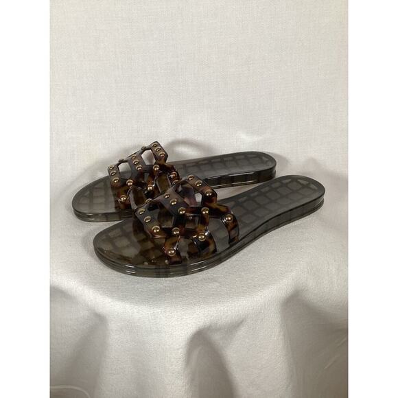 Vince Camuto Carron Women’s Size 9 Black & Gold Studded PVC Slide Sandals - Picture 2 of 4
